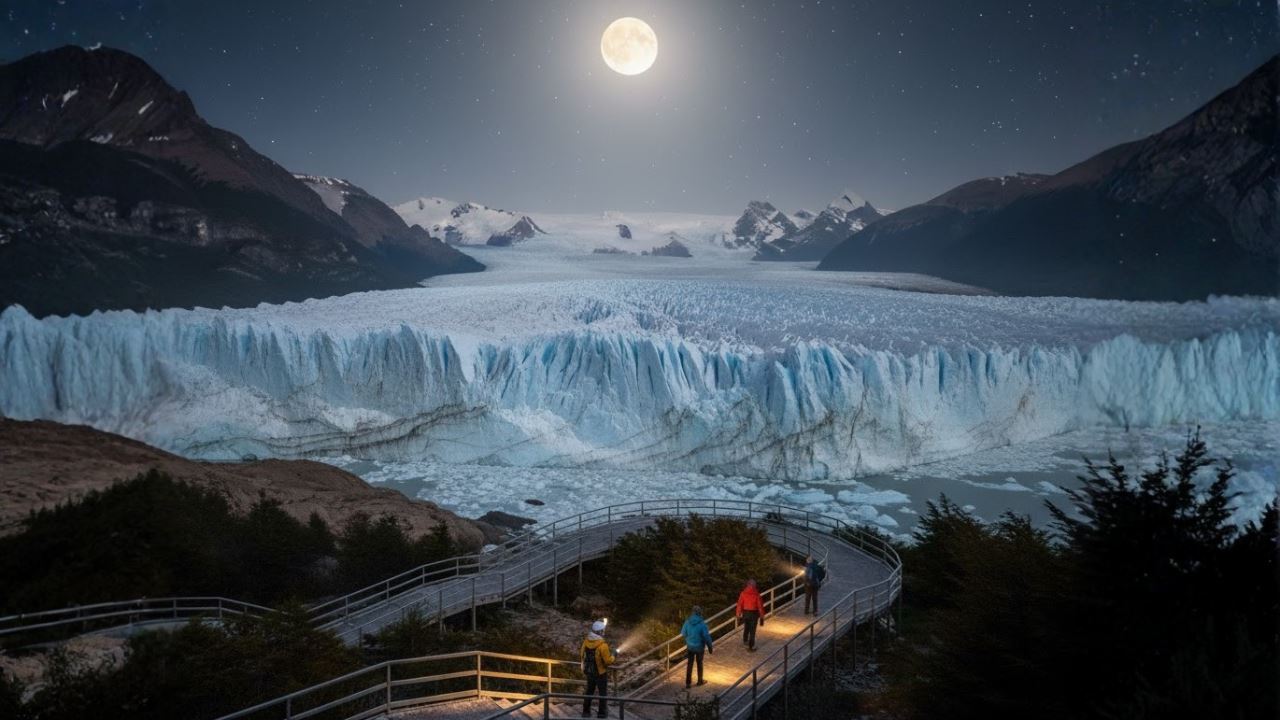 Perito Moreno Glacier With A Full Moon (4)
